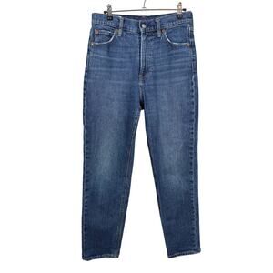 GAP Mom Jeans Womens 26/2R High Rise Tapered Stretch Dark Indigo Blue